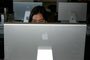 person blogging